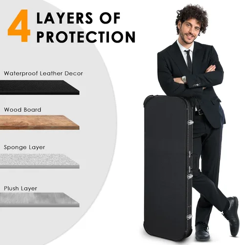 Miniatura 2 de Ktaxon Funda dura para guitarra eléctrica, rectangular de madera estándar de 39 pulgadas. Estuche protector para guitarra eléctrica con cierre