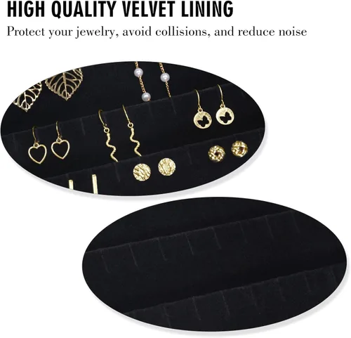 Miniatura 2 de Bandeja organizadora de aretes, bandeja de joyería con tapa, caja de almacenamiento de aretes y estuche de exhibición de joyas, mantén tus aretes