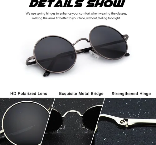 Miniatura 98 de CGID Gafas de sol unisex polarizadas redondas E01 Lennon