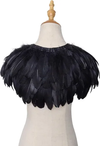 Miniatura 5 de L'VOW Estola de capa de plumas de moda negro blanco beige chal iridiscente