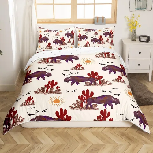 Miniatura 3 de Feelyou Buffalo Ranch - Juego de funda de edredón con diseño de bisontes norteamericanos, tamaño individual (Twin), juegos de ropa de cama