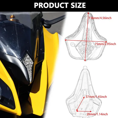 Miniatura 5 de Indicadores de motocicleta compatibles con Yamaha YZF-R6 2008-2016 LED luz de marcha delantera ahumada