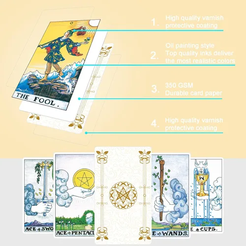 Miniatura 5 de IXIGER Cartas de tarot con guía (idioma español no garantizado), 78 cartas de tarot originales, juego de adivinación para principiantes y lectores