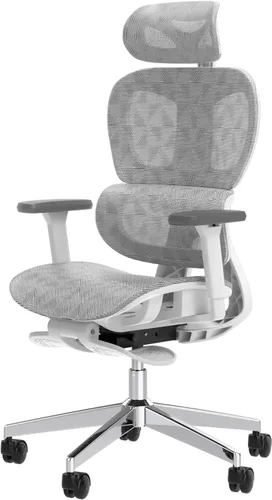 Miniatura 9 de PatioMage Silla de oficina de malla con reposapiés, silla giratoria ergonómica de escritorio de oficina con respaldo reposacabezas ajustable