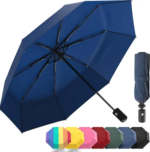Miniatura 19 de Rain-Mate Paraguas compactos resistentes al viento para la lluvia, diseño de costilla de fibra de vidrio reforzada fuerte y apertura y cierre