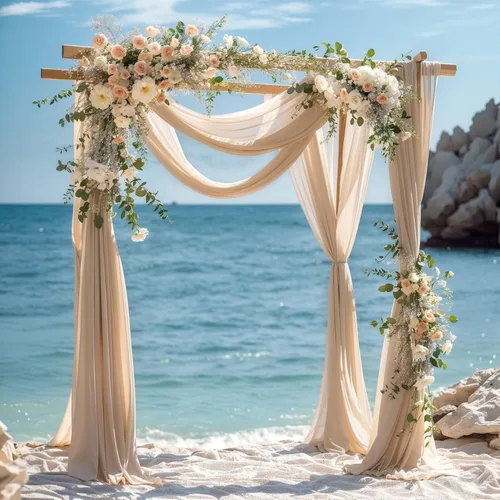 Miniatura 36 de Tela drapeada para arco de boda de 28 x 19 pies, telón de fondo de tela de gasa transparente, 1 panel de cortinas de rosa polvorienta para Cortina