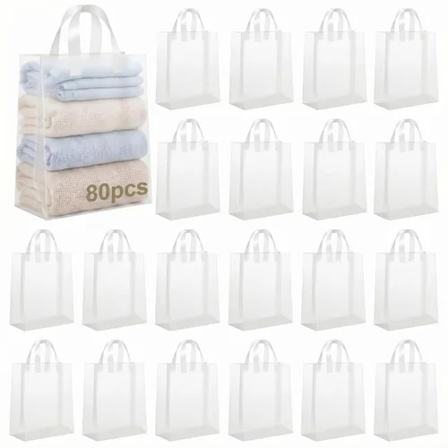 Miniatura 15 de Amylove 80 bolsas de regalo transparentes a granel con asa, bolsa de plástico esmerilado, embalaje reutilizable, envoltura de golosinas
