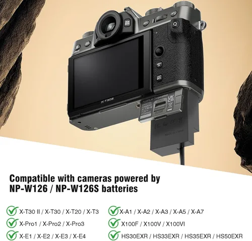 Miniatura 3 de NP W126S Batería ficticia CP-W126 Adaptador de corriente alterna compatible con Fujifilm X100VI X-M5 X-T50 X-T30 III X-E5 X Half X100V X-T3 X-Pro3