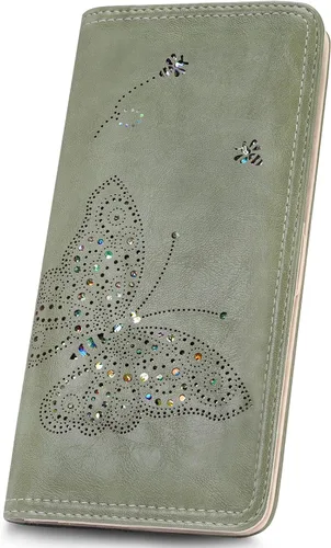 Miniatura 13 de KITEVIUN Cartera RFID para Mujeres Ultra Delgada Fina Cartera de Mujer Compacta Clutch Cartera Larga para Damas, 01-Blanco, Moderno