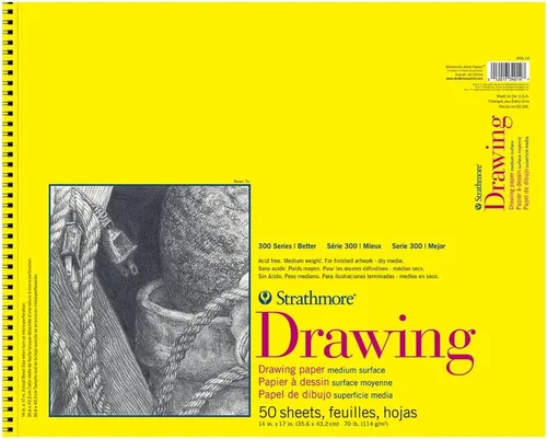 Miniatura 3 de Strathmore 300 Series - Bloc de papel para dibujo, encuadernado con alambre superior, 9 x 12 pulgadas, 50 hojas (70lb/114g) - Papel de artista