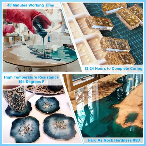 Miniatura 5 de Resina epoxi – Kit de resina de 32 onzas, kit de resina epoxi transparente, sin amarillamiento y sin burbujas para arte, manualidades, joyería
