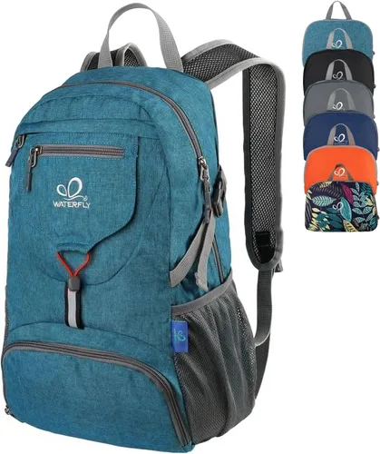 WATERFLY Mochila pequeña ligera y plegable: mochila de 20 l ultra ligera, plegable, de senderismo, de viaje, de camping, de día, para hombre y mujer