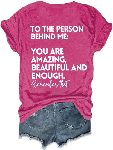 Miniatura 3 de Camiseta con texto en inglés You Matter to The Person Behind Me, You are Amazing Beautiful and Suficiente, camiseta casual con cuello en V para mujer