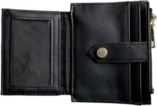 Miniatura 2 de Steve Madden Cartera acolchada suave para tarjetas, NegroPlata, Billetera plegable