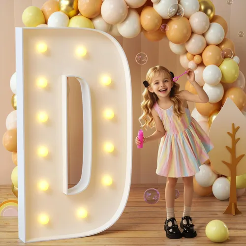 Miniatura 61 de imprsv Letras de marquesina iluminadas, letras de mosaico de 1.2 m con luz para decoración de baby shower, graduación, gran J para decoraciones