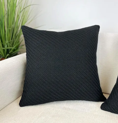 Miniatura 4 de Aiking - Juego de 2 fundas de almohada suaves y decorativas, de doble cable, 18 x 18 pulgadas, color negro