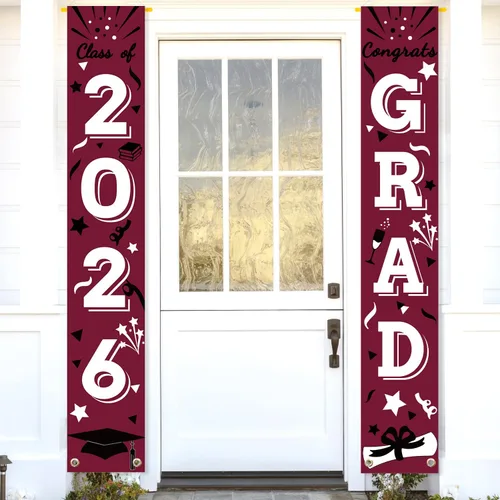 Miniatura 17 de Cartel de graduación para porche, letrero de clase, banderas colgantes de felicitaciones, escuela secundaria, universidad, fiesta, decoración