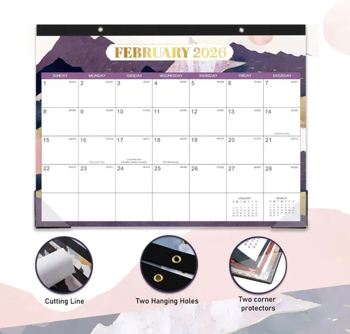 Miniatura 3 de Calendario de escritorio 2026 – enero de 2026 a diciembre de 2026, calendario de escritorio de tamaño pequeño de 14.6 x 11.5 pulgadas con 2