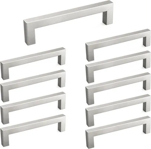 Miniatura 19 de homdiy Paquete de 1 tirador de gabinete de níquel cepillado de 3-3/4 pulgadas, manijas cuadradas de acero inoxidable para puerta de armario