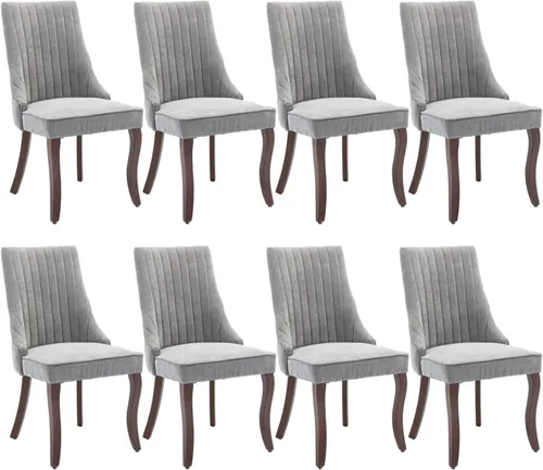 Miniatura 11 de Juego de 2 sillas de comedor, cómodas sillas decorativas tapizadas en tela para cocina y sala de estar, sillas de comedor con acolchado acanalado