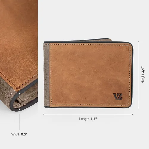 Miniatura 3 de VELEZ Carteras de cuero genuino para hombre Beige Vintage