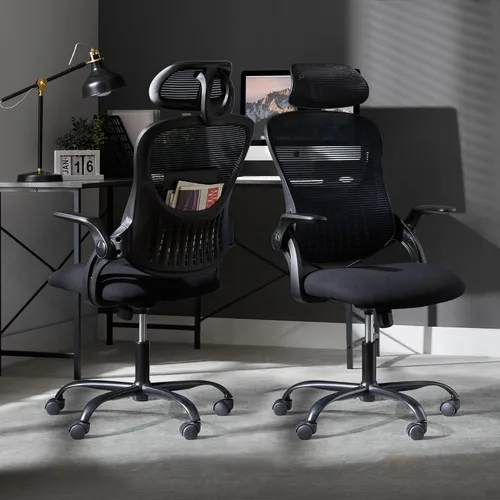 Miniatura 7 de Silla ergonómica de malla para el hogar, escritorio de computadora, silla reclinable giratoria con ruedas, soporte lumbar, cómoda silla de trabajo