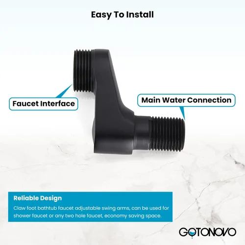 Miniatura 4 de gotonovo Clawfoot - Adaptador de bañera de 3-3/8 pulgadas, brazos oscilantes ajustables para grifo de cocina, bañera, baño, ducha, juego de grifos