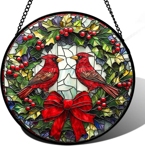 Miniatura 31 de DASTOLL Colgante de vidrio emplomado para ventana, diseño de lirio del valle, mariposa, atrapasol para puertas, hogar, atrapasoles decoración