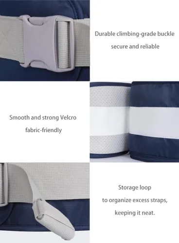 Miniatura 3 de Asiento de cadera para bebé, taburete de cintura para bebé con correa ajustable, bolsillo con hebilla y bolsillo interior suave (azul oscuro)