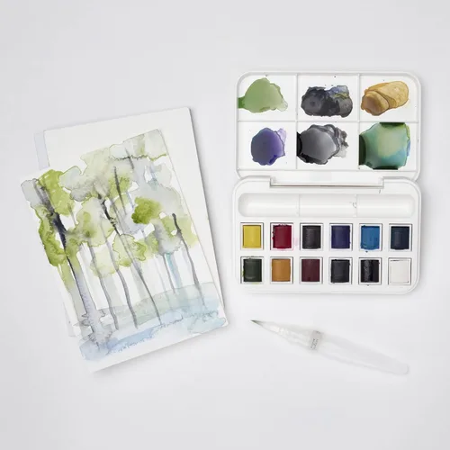 Miniatura 7 de Winsor & Newton - Cotman - Juego de acuarelas, 12 medias pastillas y pincel