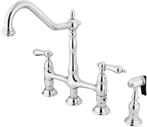 Miniatura 15 de Kingston Brass KS1273ALBS Heritage - Grifo de puente de cocina de 8 pulgadas con rociador de latón, latón antiguo