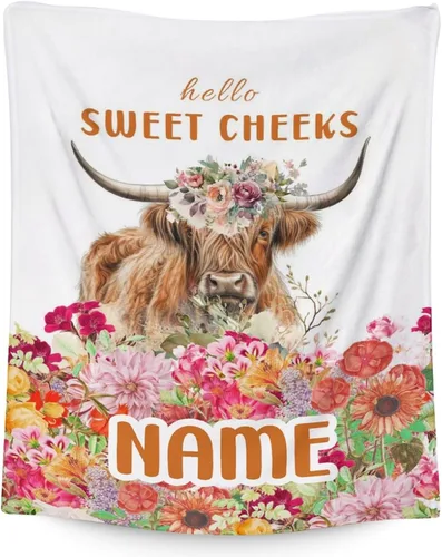 Miniatura 14 de Mercuryelf Highland Cow - Manta suave, mullida y cálida, 30 x 40 pulgadas, manta pequeña para regazo y cuna, color beige, bonito regalo para bebé