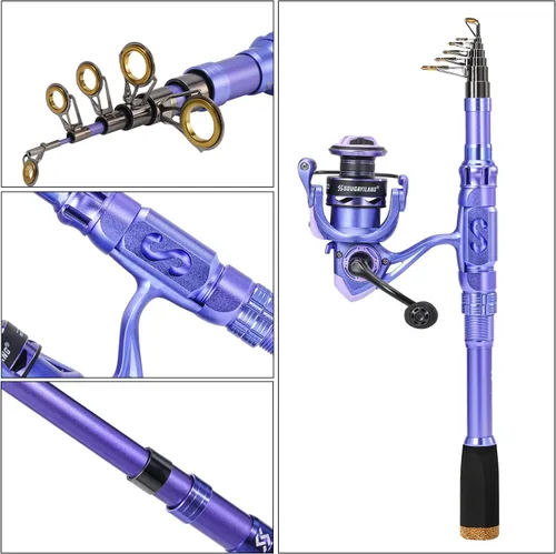 Miniatura 2 de Sougayilang Fishing Rod and Reel Combos Carbon Fiber Telescopic Fishing Pole with Smooth Reel Combo Saltwater Freshwater Kit