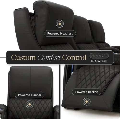 Miniatura 8 de Seatcraft Apex Zero-Gravity CoolZero - Asiento de cine en casa de cuero italiano, reposacabezas eléctrico, lumbar eléctrico, reclinable eléctrico