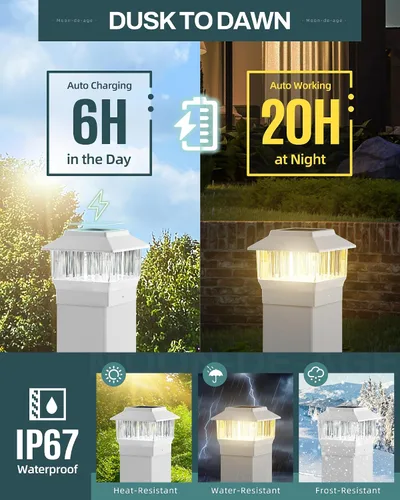 Miniatura 5 de 50 Lumen Luces Solares para Postes, 3 Modos Luces para Deck al Aire Libre, Valla, Tapa de Poste - 4x4 3.5x3.5 4.5x4.5 o 5.5x5.5, Luces LED