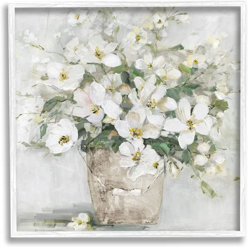 Miniatura 34 de Stupell Industries 'Country Jug Varied Flower Arrangement', Framed Giclee Art, White, 17 x 17 Inches, Easy to Hang and Sturdy, Made in USA, by Carol