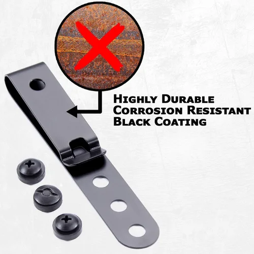 Miniatura 5 de HolsterSmith - Clip universal de metal para cinturón para hacer fundas, modelo 5, (3 agujeros), color negro táctico