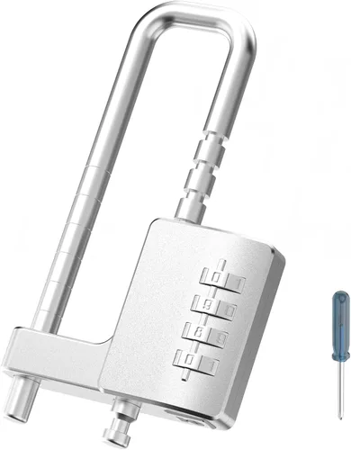 Miniatura 8 de Cerradura de gabinete con combinación, cerradura de combinación ajustable en forma de U para armario de gimnasio, armario, vallas, equipaje, puertas
