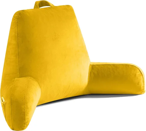 Miniatura 16 de OAISZ - Almohada de lectura para sentarse en la cama para adultos, almohada de lectura con espuma viscoelástica triturada, almohada de cama