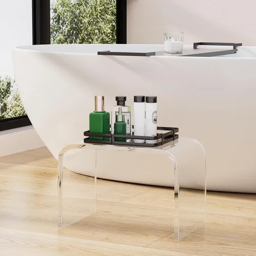 Miniatura 9 de uyoyous Banco de ducha y taburete de acrílico de 13 pulgadas, capacidad de 250 libras, asiento de baño impermeable, taburete de plástico