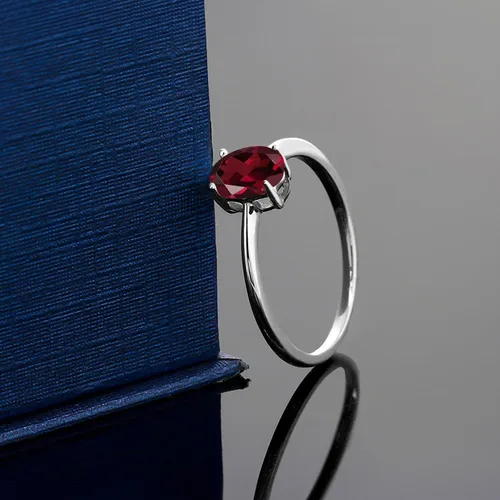 Miniatura 112 de Gem Stone King Anillo de compromiso solitario con piedra preciosa de oro blanco de 10 quilates, ovalado, 0.27 x 0.19 pulgadas, anillo de promesa