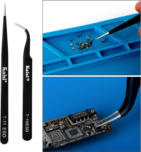 Miniatura 7 de Kaisiking 6 piezas de ayuda de soldadura de doble cara herramienta de reparación con 2 pinzas de precisión para reparación electrónica y soldadura