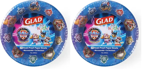 Miniatura 7 de Glad Cuencos de papel de Paw Patrol para niños, diseño de escudos, cuencos desechables con diseño apto para niños, duraderos y divertidos