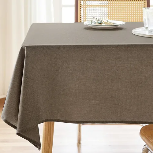 Miniatura 29 de AUSSPVOCT 2 manteles de lino texturizado para mesa rectangular, 52 x 70 pulgadas, mantel rectangular impermeable, lavable, tela para mesa