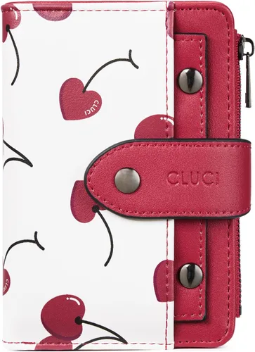 Miniatura 17 de CLUCI Cartera pequeña para mujer, de piel, delgada, plegable, con múltiples tarjeteros, organizador de diseño con ventana de identificación extraíble
