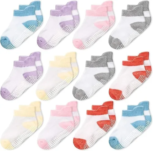 Miniatura 14 de CozyWay Baby & Toddler Socks with Grippers Non Slip Ankle Grip Socks For Boys and Girls - Comfy Soft Cotton - 12 Pack