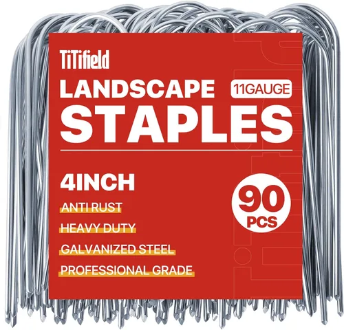 Miniatura 9 de Grapas de Paisaje de 6 Pulgadas Paquete de 60 Calibre 11, Grapas de Jardín Galvanizadas Clavijas de Paisaje Anti-Óxido Estacas de Tela de Paisaje