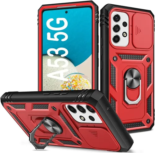 Miniatura 93 de PASNEW Funda para Samsung Galaxy A54, Soporte Metálico y Cubierta Deslizante para Cámara, Militar Multicapa Resistente de Cuerpo Completo a Prueba