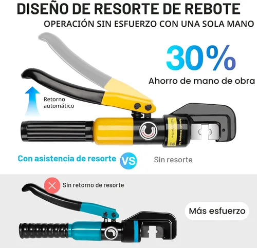Miniatura 3 de YUZES Herramienta de Prensado Hidráulica de 10 Toneladas, Herramienta de Crimpado de Cable de Batería de 12 AWG a 2/0 con 9 Troqueles, Kit