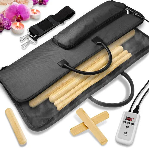 Miniatura 2 de SereneLife Juego de calentadores de palos de masaje de bambú, 8 palos de masaje de bambú, negro, PSLMSGBMB22 y calentador de piedras de masaje